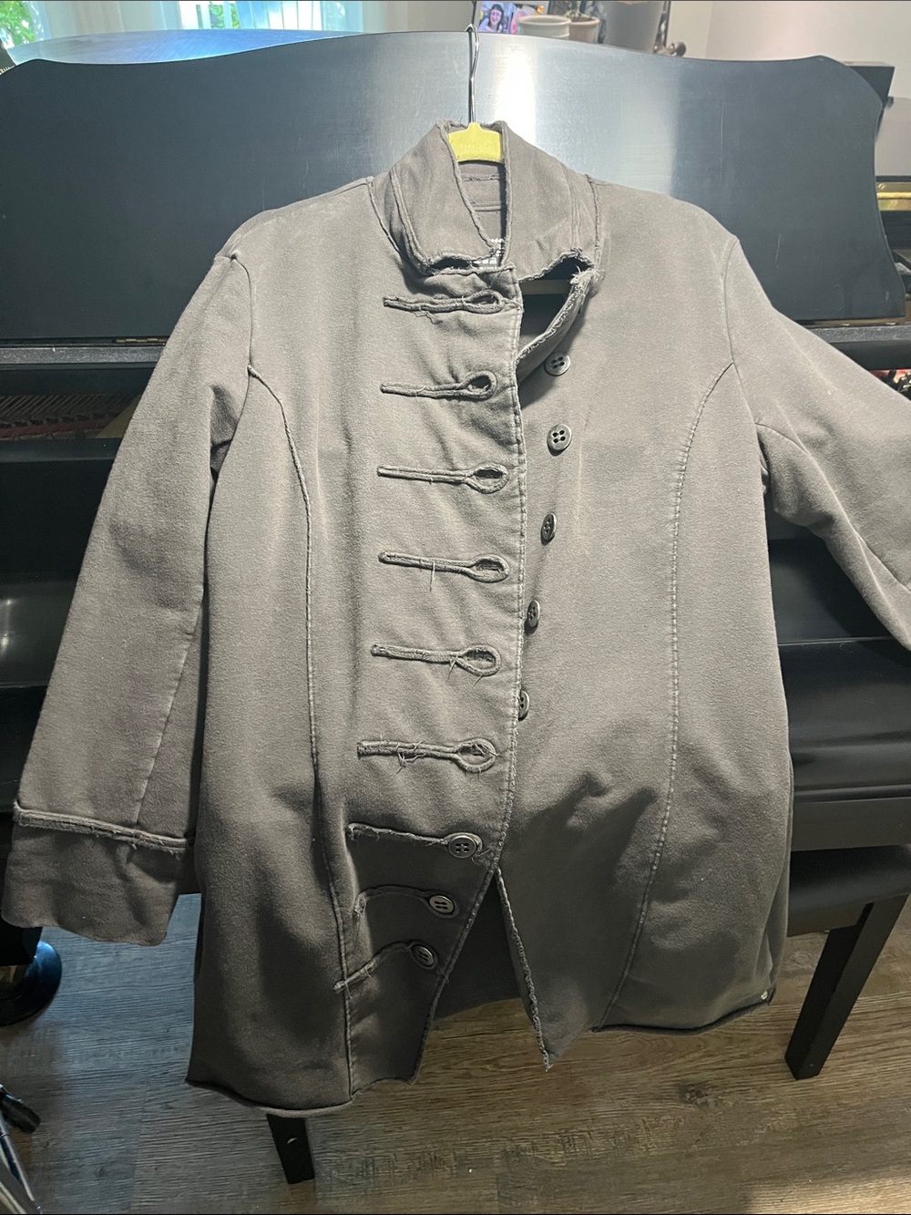 neon buddha Gray Military-Style Toggle Pea Coat